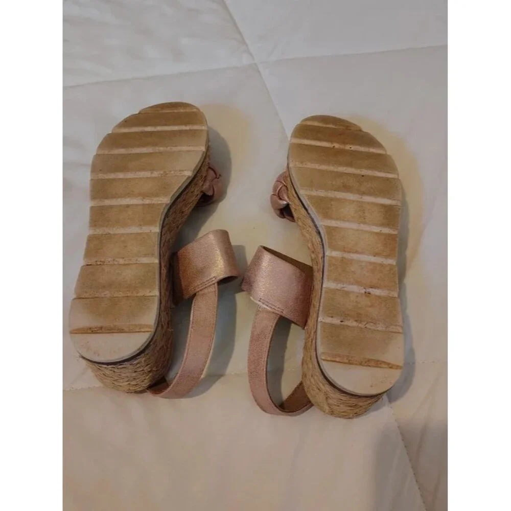 Dolce Vita Girls Venti Rose Gold Metallic Braided Platform Wedge Sandals Size 3